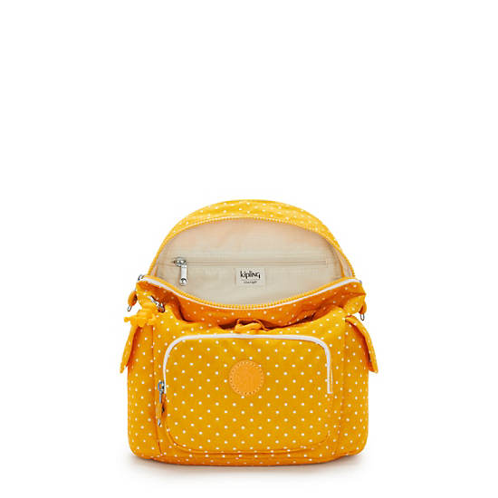 Kipling City Pack Mini Printed Backpack Backpacks Soft Dot Yellow | CA 2023EB